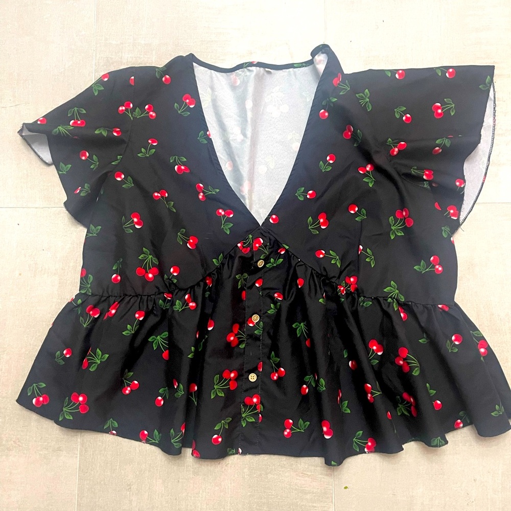 Cherry Peplum Top